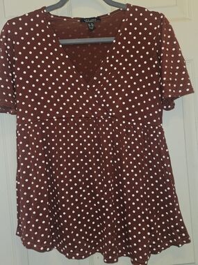 New Look Polka Dot Peplum Top
